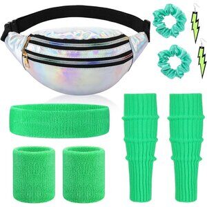 80s Accessories Set Neon Fanny Pack Wristbands Leg Warmers Party Costume